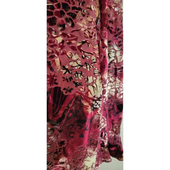 Dressbarn Red Cream Velvet Ruffle Blouse Women's Large Romantic Goth Witchy Top - Picture 7 of 7